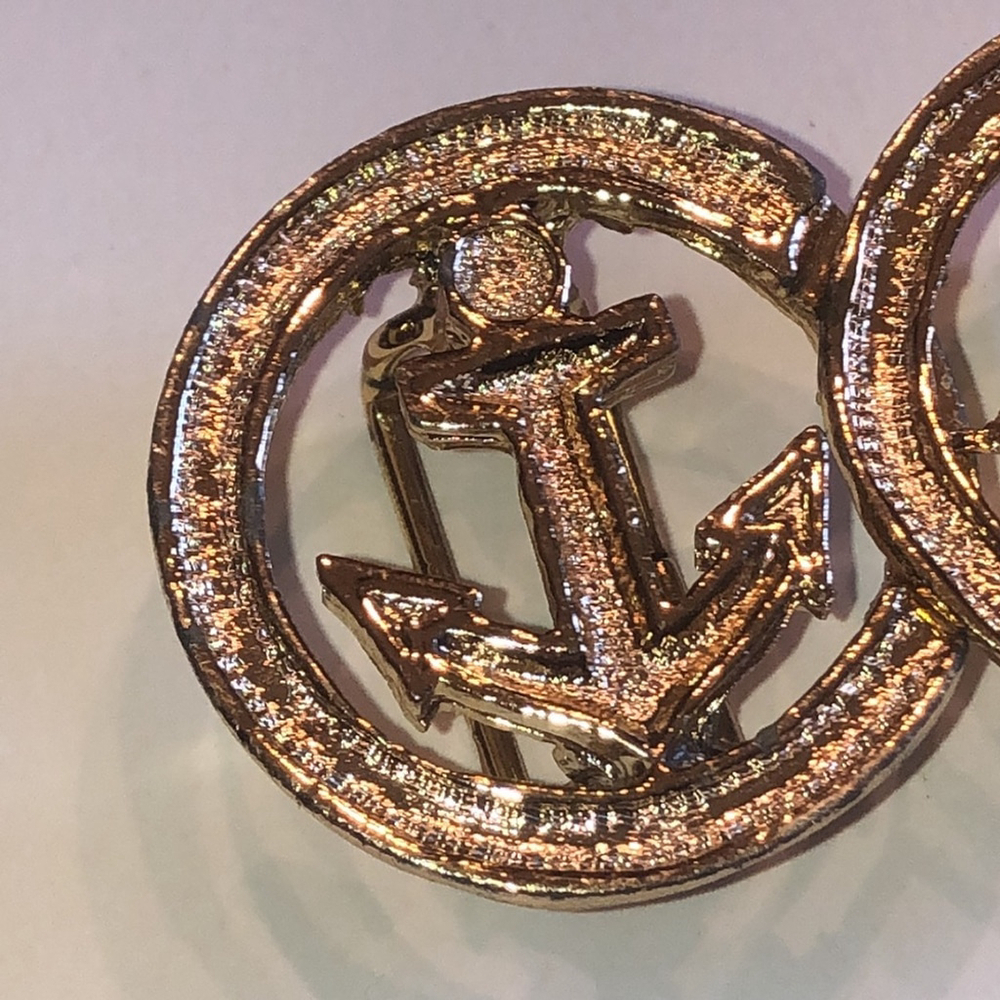Vintage Gold Tone Nautical Anchor Retro Boho Belt Buckle - Picture 2 of 7